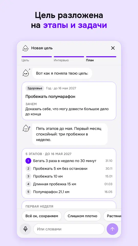Новая цель: формулировка и пять этапов с датами